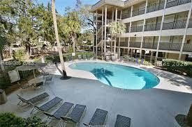 One of two pools in the gated courtyard